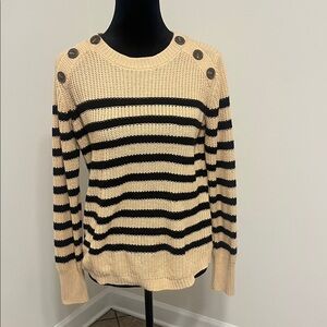 Misia Black and Tan Striped Crew Neck Sweater